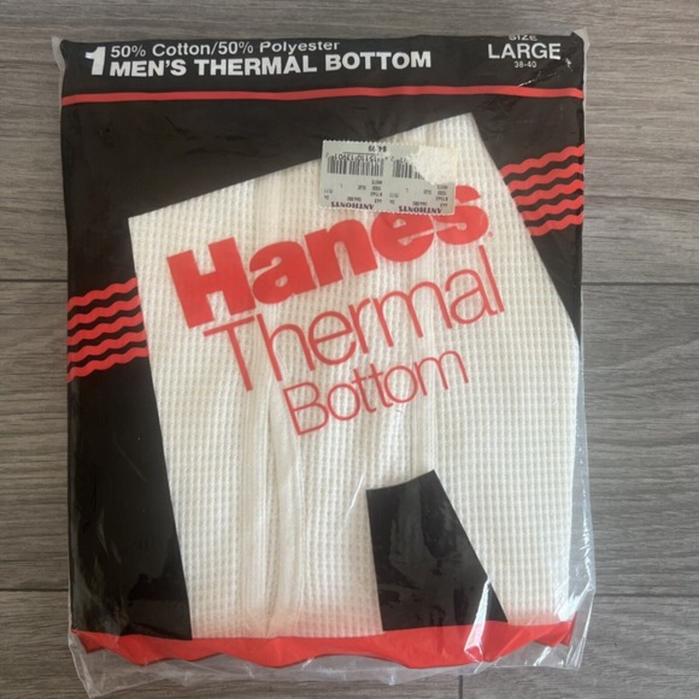 Vintage Hanes Thermal Bottom Men's Large 38-40‎ White 1987 NIP